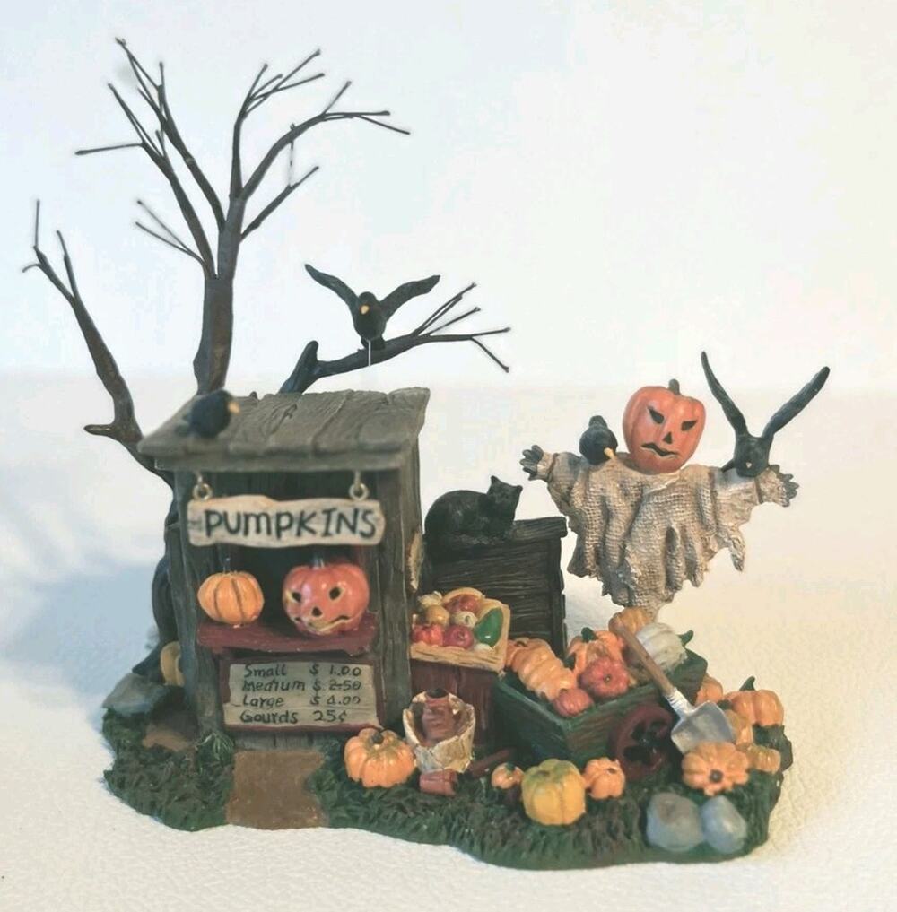 Dept 56 Halloween Pumpkin Stand Small Multicolor Village Scarecrow Box 52956
